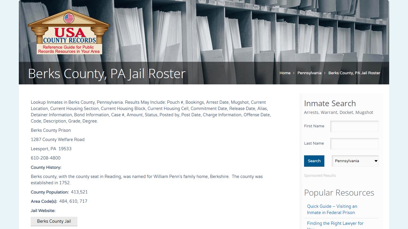 Berks County, PA Jail Roster | Name Search