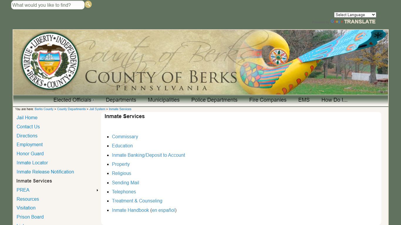 Inmate Services - County of Berks Home